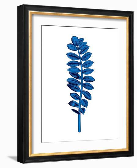 Floating Blue Leaf Branch-Jasmine Woods-Framed Art Print