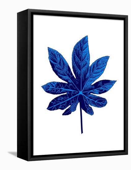 Floating Blue Leaf-Jasmine Woods-Framed Stretched Canvas