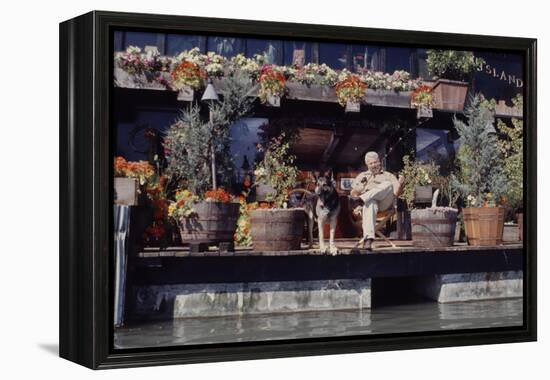 Floating-Home Owner Warren Owen Fonslor with His German Shepherd, Sausalito, CA, 1971-Michael Rougier-Framed Premier Image Canvas