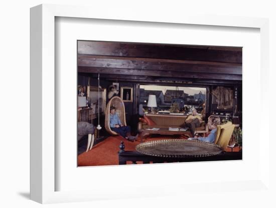 Floating-Home Owner Warren Owen Fonslor with Two Men in His Living Room, Sausalito, CA, 1971-Michael Rougier-Framed Photographic Print