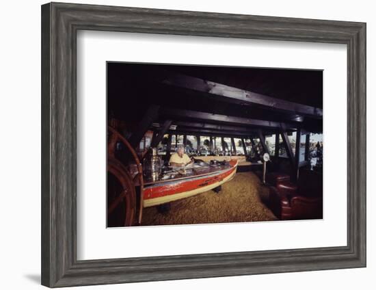 Floating-Home Owner Warren Owen Fonslor Works at a Desk in His Office, Sausalito, CA, 1971-Michael Rougier-Framed Photographic Print