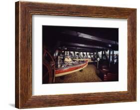 Floating-Home Owner Warren Owen Fonslor Works at a Desk in His Office, Sausalito, CA, 1971-Michael Rougier-Framed Photographic Print
