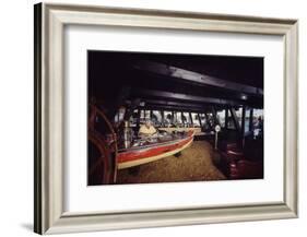 Floating-Home Owner Warren Owen Fonslor Works at a Desk in His Office, Sausalito, CA, 1971-Michael Rougier-Framed Photographic Print