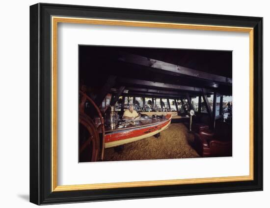 Floating-Home Owner Warren Owen Fonslor Works at a Desk in His Office, Sausalito, CA, 1971-Michael Rougier-Framed Photographic Print