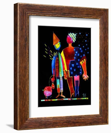 Floating Husband, Dog and Wife-Susse Volander-Framed Art Print