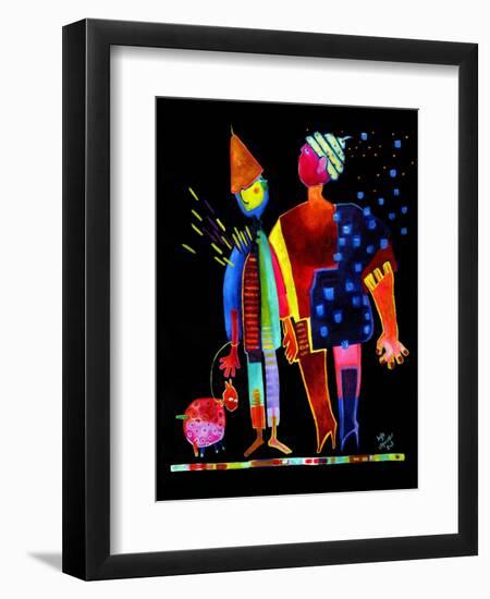 Floating Husband, Dog and Wife-Susse Volander-Framed Art Print