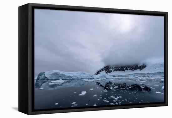 Floating Ice Mountains and Coastline Neko Harbour Antarctic Peninsula Antarctica-Renato Granieri-Framed Premier Image Canvas