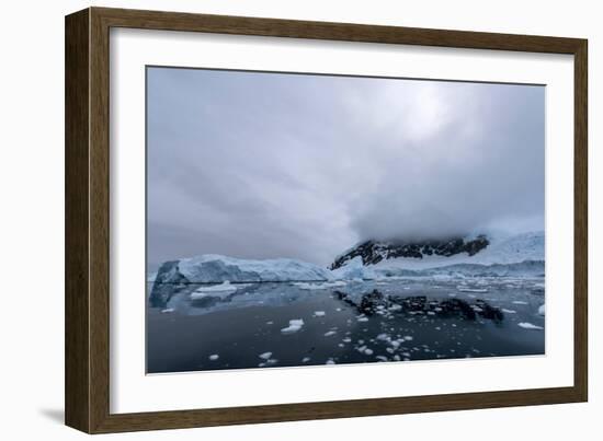 Floating Ice Mountains and Coastline Neko Harbour Antarctic Peninsula Antarctica-Renato Granieri-Framed Photographic Print