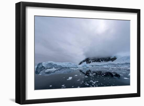 Floating Ice Mountains and Coastline Neko Harbour Antarctic Peninsula Antarctica-Renato Granieri-Framed Photographic Print