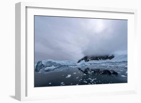 Floating Ice Mountains and Coastline Neko Harbour Antarctic Peninsula Antarctica-Renato Granieri-Framed Photographic Print