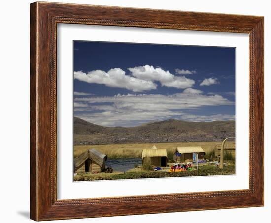 Floating Islands of Uros People, Traditional Reed Boats and Reed Houses, Lake Titicaca, Peru-Simon Montgomery-Framed Photographic Print