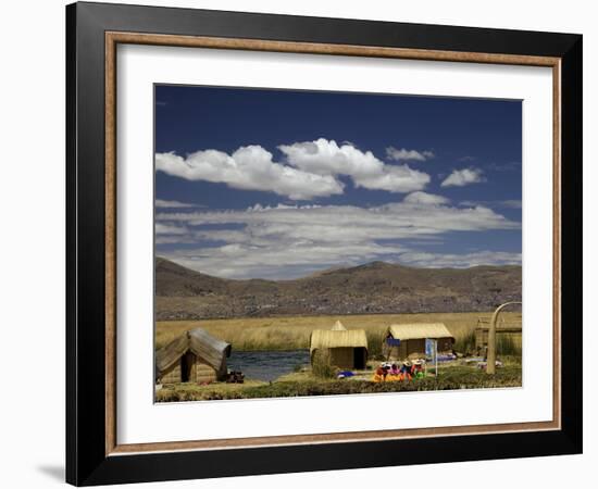 Floating Islands of Uros People, Traditional Reed Boats and Reed Houses, Lake Titicaca, Peru-Simon Montgomery-Framed Photographic Print