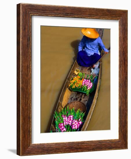 Floating Market, Damnern Saduak, Bangkok, Thailand-Bill Bachmann-Framed Photographic Print