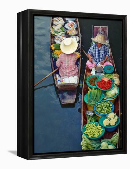 Floating Market, Damnoen Saduak, Ratchaburi Province, Thailand, Southeast Asia, Asia-null-Framed Premier Image Canvas