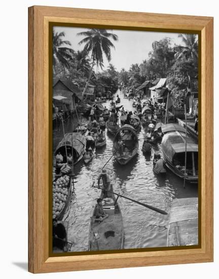 Floating Market in Bangkok-Dmitri Kessel-Framed Premier Image Canvas