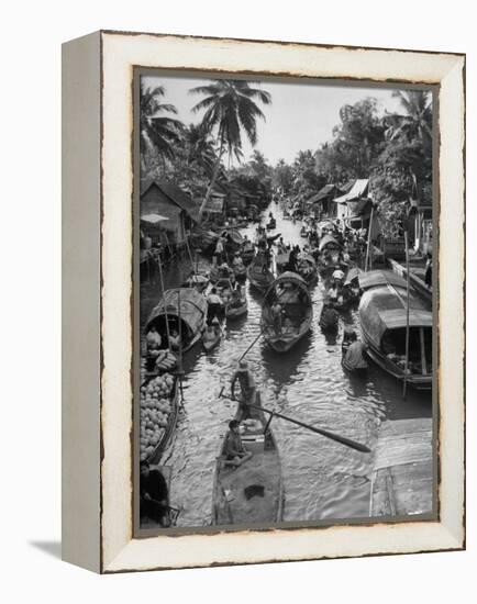 Floating Market in Bangkok-Dmitri Kessel-Framed Premier Image Canvas