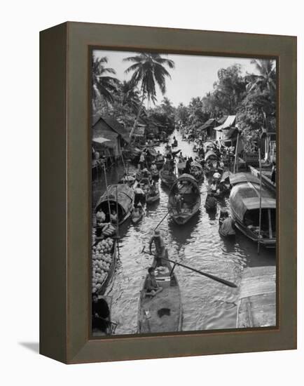 Floating Market in Bangkok-Dmitri Kessel-Framed Premier Image Canvas