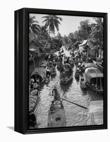 Floating Market in Bangkok-Dmitri Kessel-Framed Premier Image Canvas