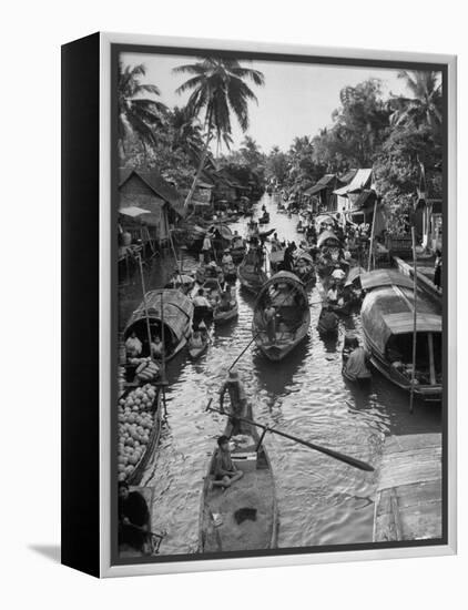 Floating Market in Bangkok-Dmitri Kessel-Framed Premier Image Canvas