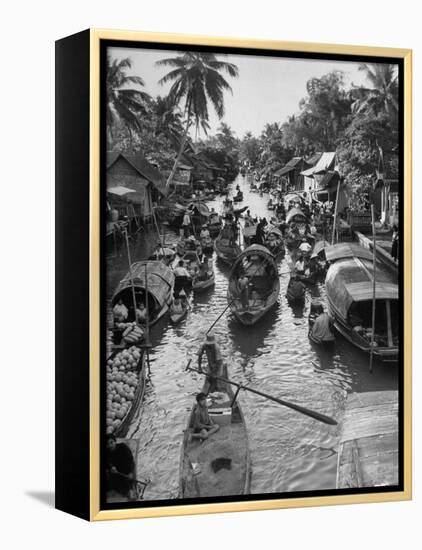 Floating Market in Bangkok-Dmitri Kessel-Framed Premier Image Canvas