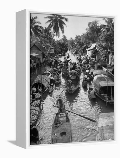 Floating Market in Bangkok-Dmitri Kessel-Framed Premier Image Canvas