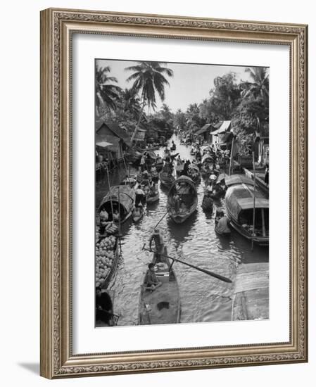 Floating Market in Bangkok-Dmitri Kessel-Framed Photographic Print