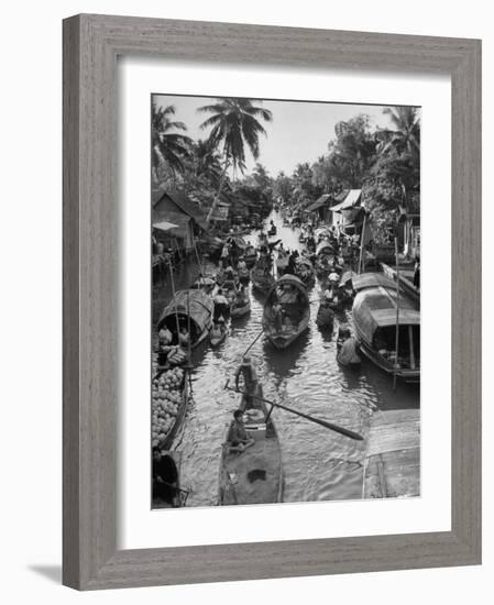 Floating Market in Bangkok-Dmitri Kessel-Framed Photographic Print