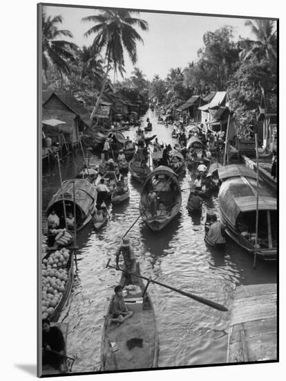 Floating Market in Bangkok-Dmitri Kessel-Mounted Photographic Print