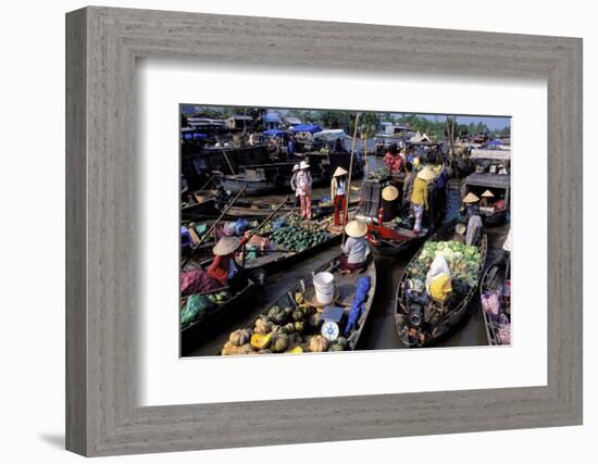 Floating Market of Cai Rang, Can Tho, Mekong Delta, Vietnam, Indochina, Southeast Asia, Asia-Bruno Morandi-Framed Photographic Print