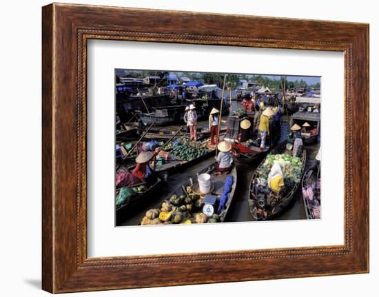 Floating Market of Cai Rang, Can Tho, Mekong Delta, Vietnam, Indochina, Southeast Asia, Asia-Bruno Morandi-Framed Photographic Print