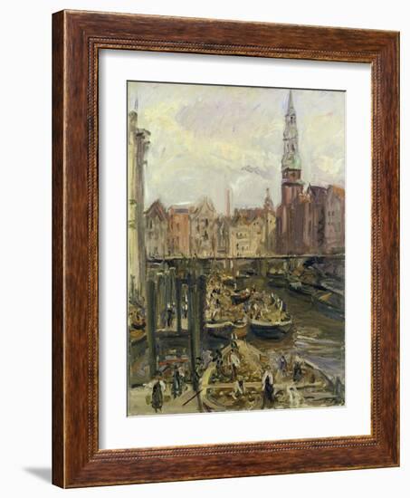 Floating Market on a Canal in Hamburg, 1905-Max Slevogt-Framed Giclee Print