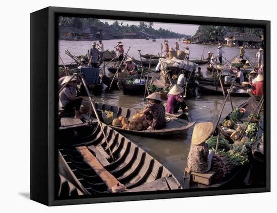 Floating Market on Mekong River, Mekong Delta, Vietnam-Keren Su-Framed Premier Image Canvas