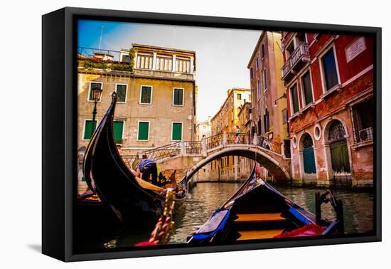 Floating on a Gondola, Venice, UNESCO World Heritage Site, Veneto, Italy, Europe-Laura Grier-Framed Premier Image Canvas