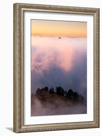 Floating on Fog, Row Boat Tower Golden Gate Bridge San Francisco-Vincent James-Framed Photographic Print