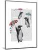 Floating Penguins-Fab Funky-Mounted Art Print