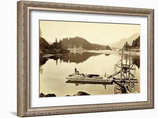 Floating Salmon Wheel, Cascades, 1867-Carleton Emmons Watkins-Framed Giclee Print