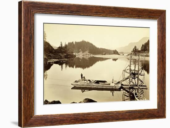 Floating Salmon Wheel, Cascades, 1867-Carleton Emmons Watkins-Framed Giclee Print