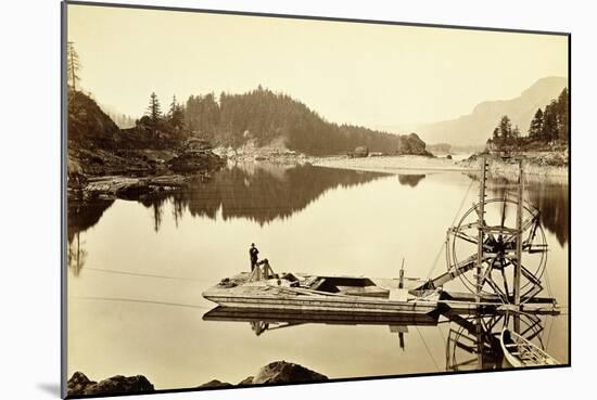 Floating Salmon Wheel, Cascades, 1867-Carleton Emmons Watkins-Mounted Giclee Print