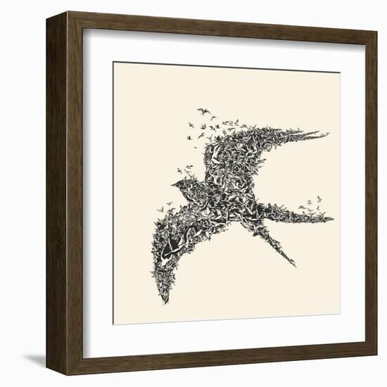 Flock of Birds in Bird Formation-RYGER-Framed Art Print