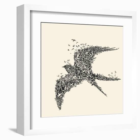 Flock of Birds in Bird Formation-RYGER-Framed Art Print