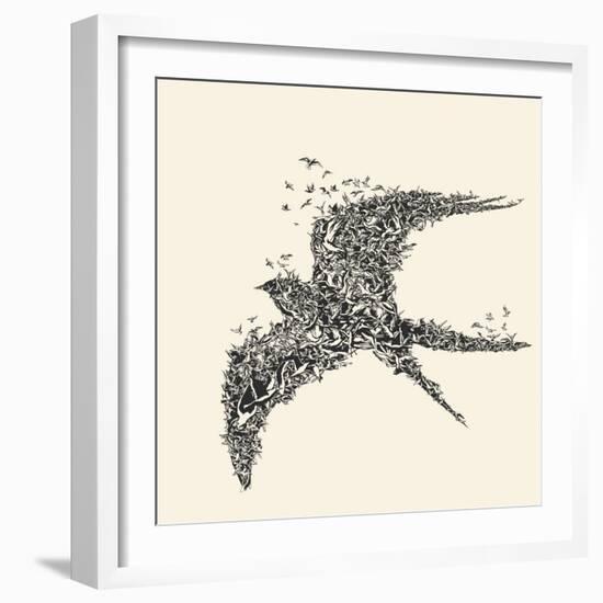 Flock of Birds in Bird Formation-RYGER-Framed Art Print