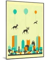 Flock of Boston Terriers-Jazzberry Blue-Mounted Art Print