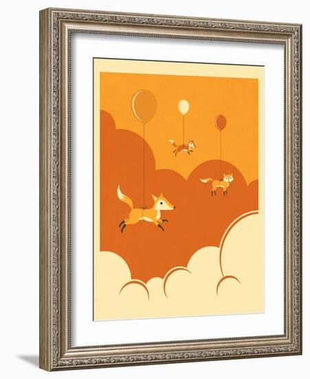 Flock of Foxes-Jazzberry Blue-Framed Art Print
