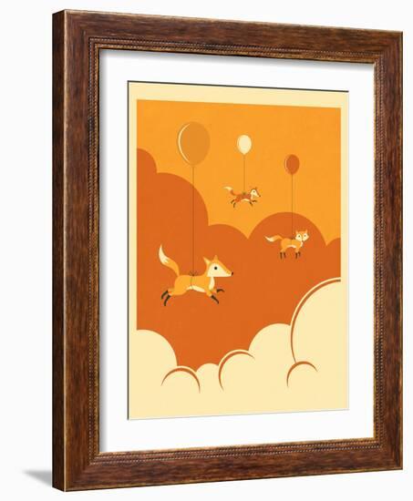 Flock of Foxes-Jazzberry Blue-Framed Art Print