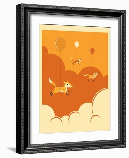 Flock of Foxes-Jazzberry Blue-Framed Art Print