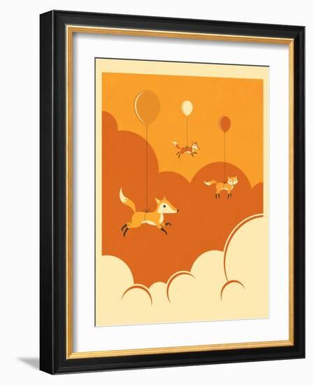 Flock of Foxes-Jazzberry Blue-Framed Art Print