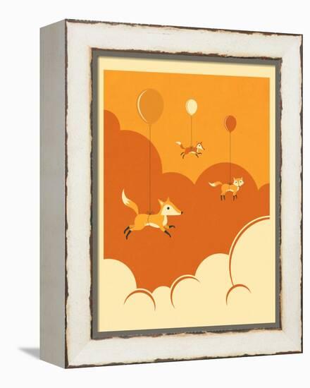 Flock of Foxes-Jazzberry Blue-Framed Stretched Canvas