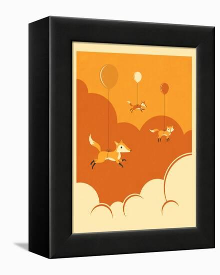 Flock of Foxes-Jazzberry Blue-Framed Stretched Canvas