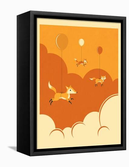 Flock of Foxes-Jazzberry Blue-Framed Stretched Canvas