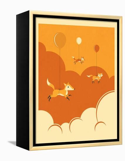 Flock of Foxes-Jazzberry Blue-Framed Stretched Canvas